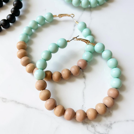 Jade Green Beaded Hoops
