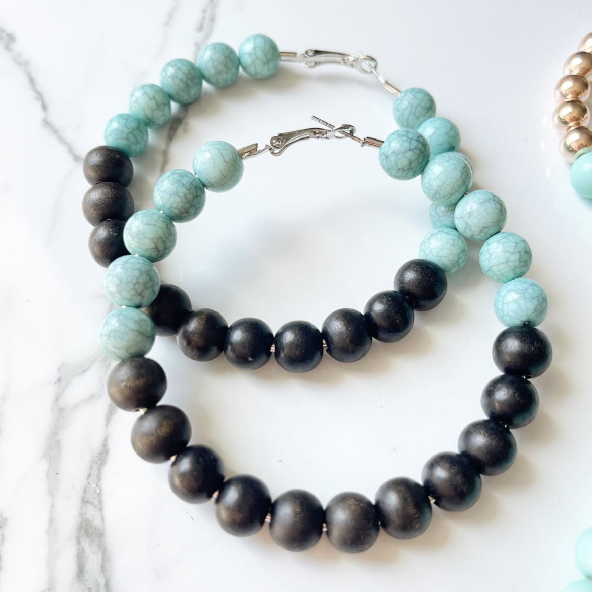 Jade Green Beaded Hoops