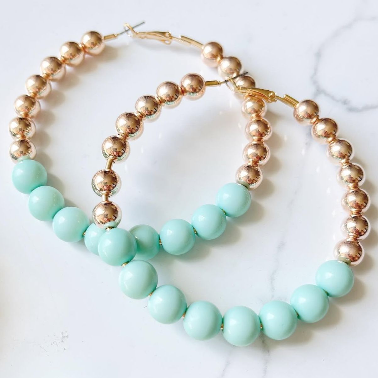 Jade Green Beaded Hoops