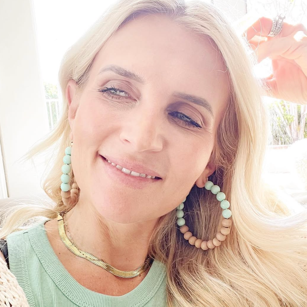 Jade Green Beaded Hoops