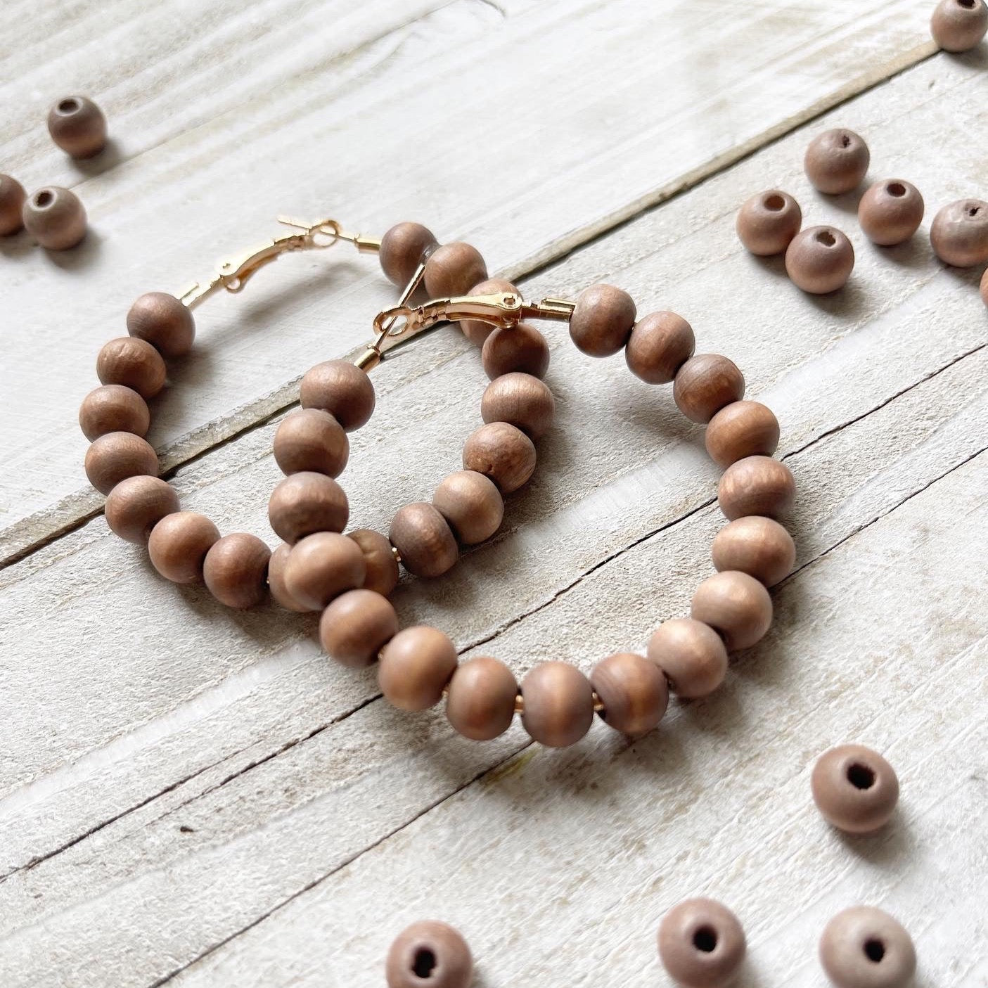 Cool Brown Wash Bead Hoop