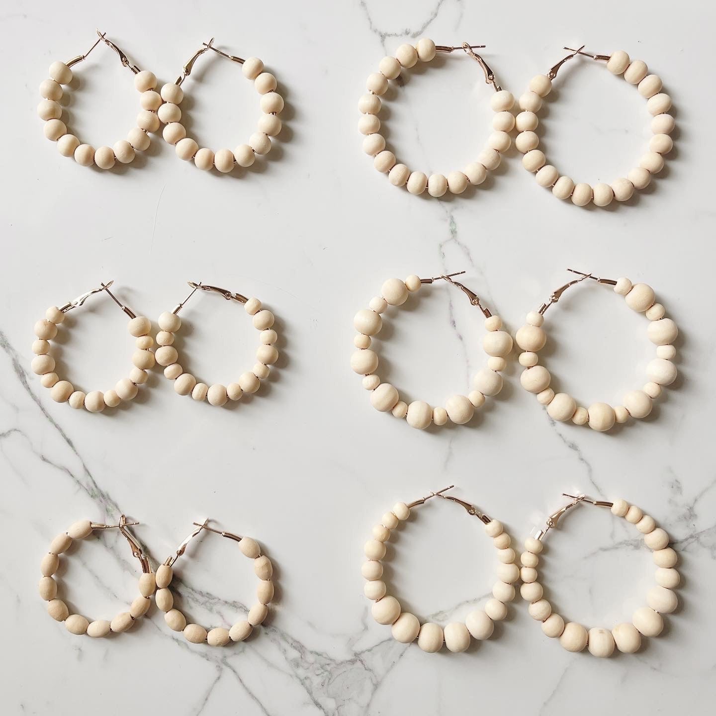 Light Natural Wood Bead Hoops