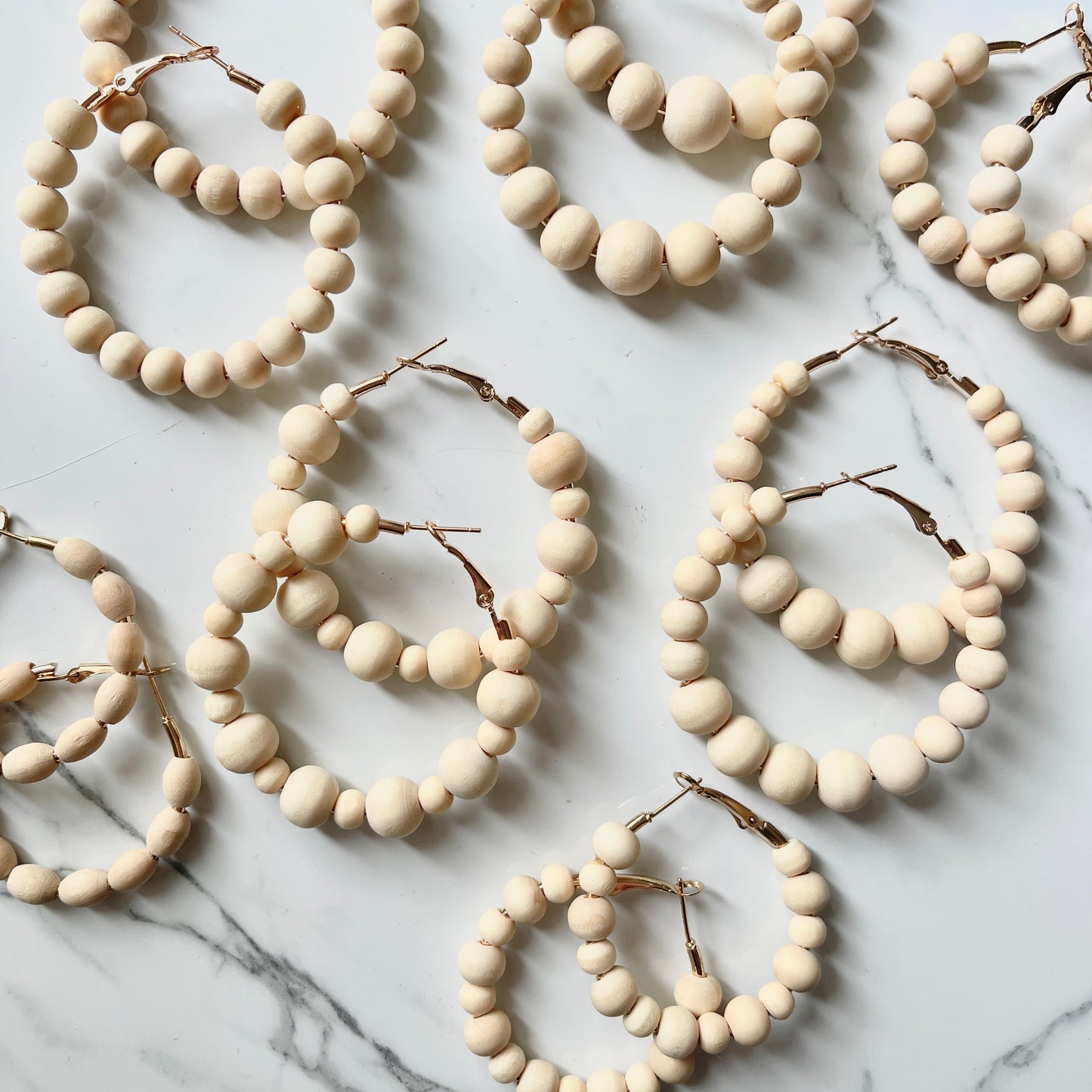 Light Natural Wood Bead Hoops