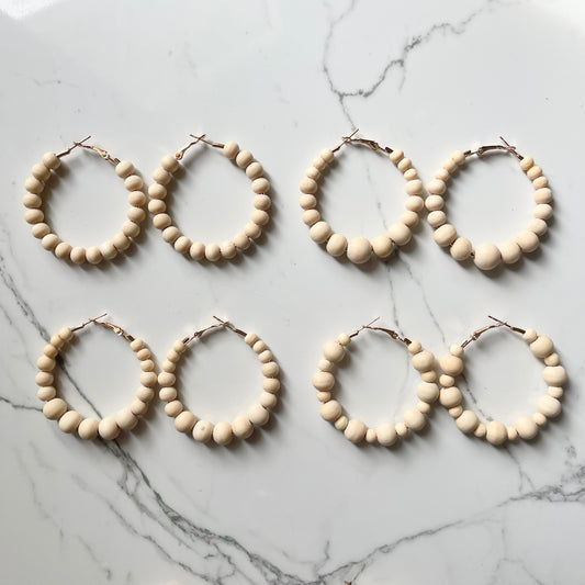 Light Natural Wood Bead Hoops