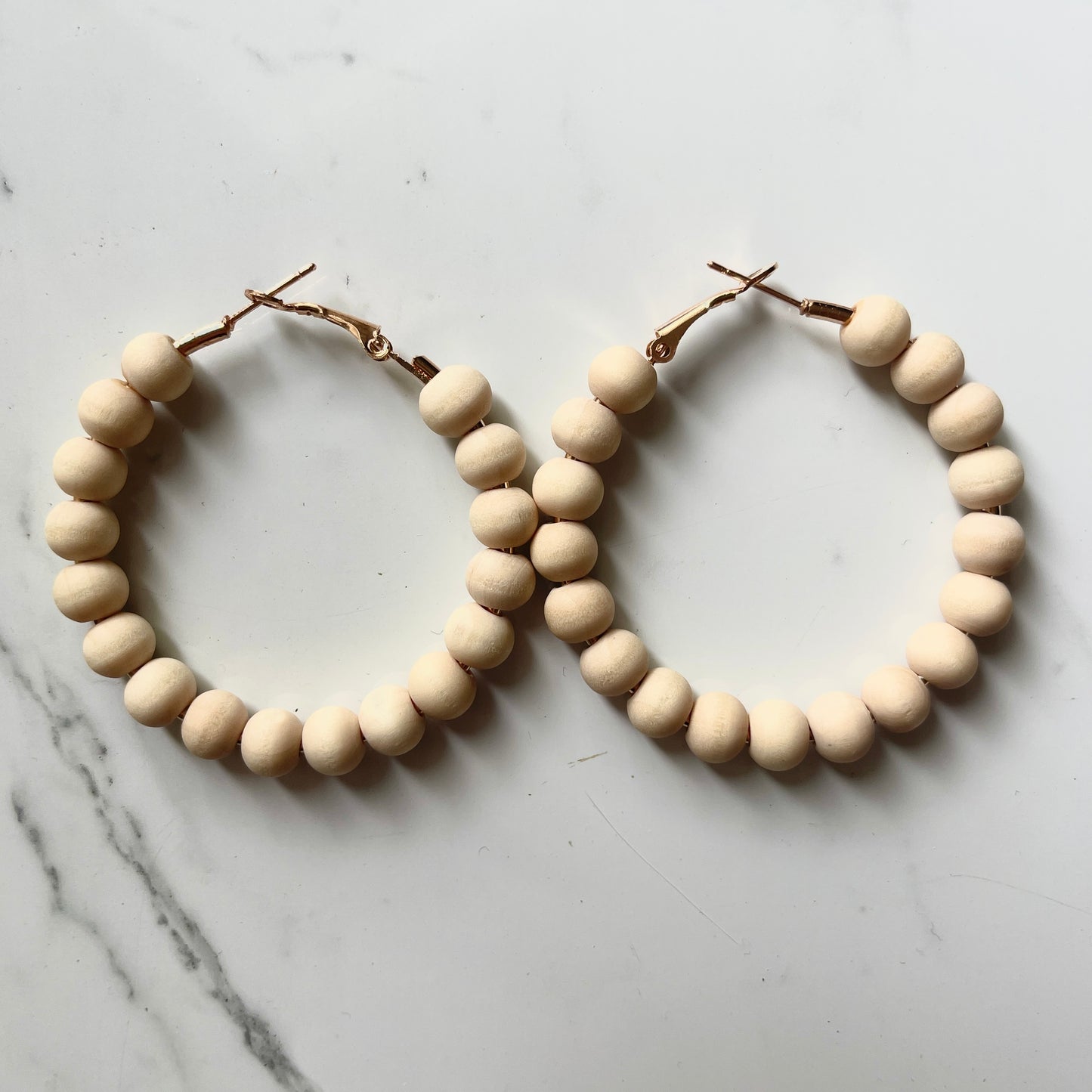 Light Natural Wood Bead Hoops