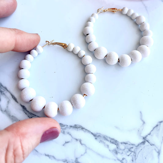 White wash wood bead hoops