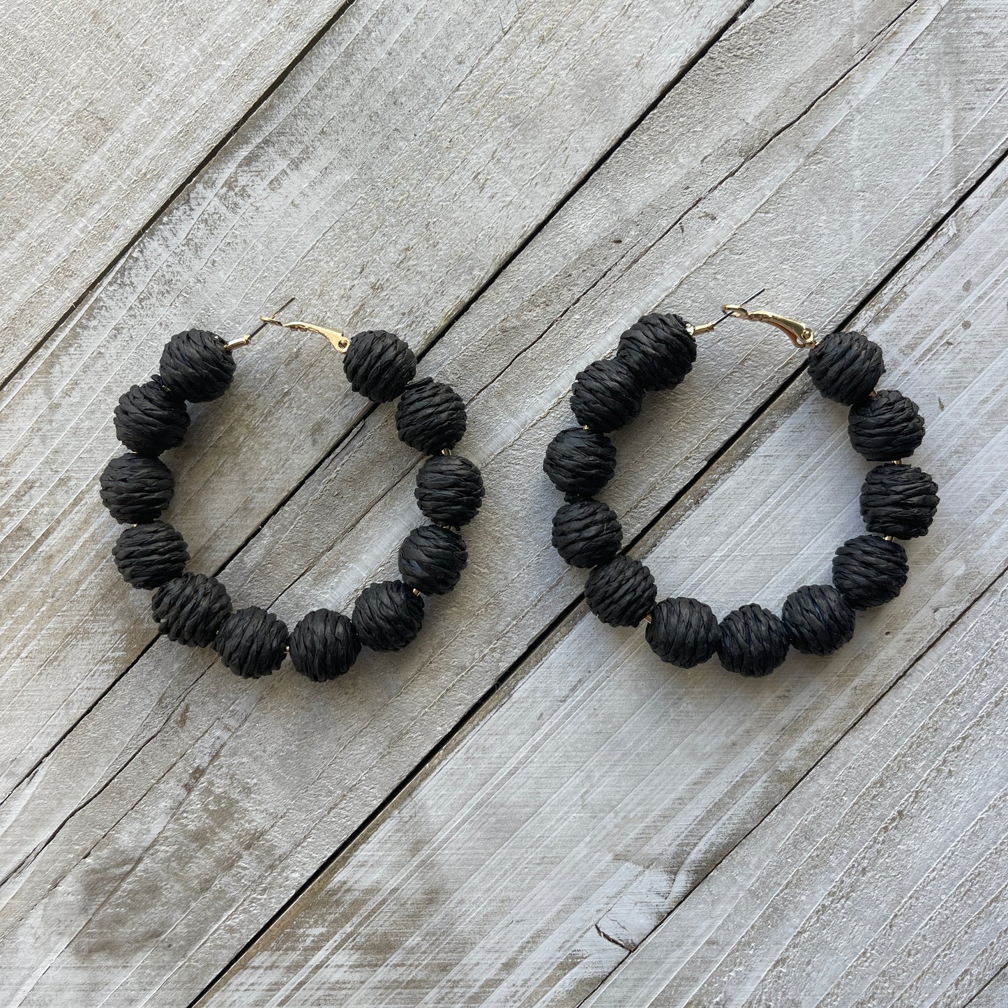 Neutral Rattan Bead Hoops