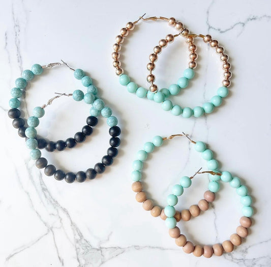 Jade Green Beaded Hoops