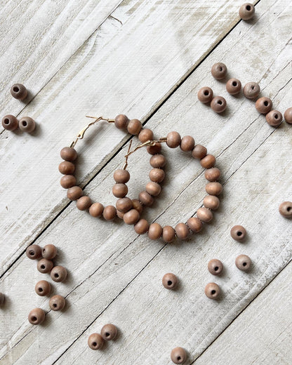 Neutral Brown Wood Hoops
