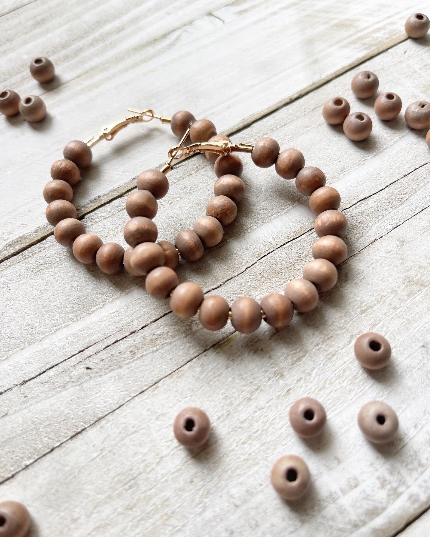 Neutral Brown Wood Hoops