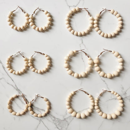 Light Natural Wood Bead Hoops
