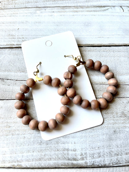 Neutral Brown Wood Hoops