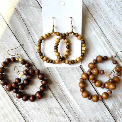 Dark Brown Wood bead hoops