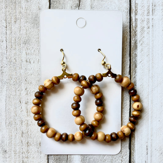 Multicolor Wood Bead Hoops
