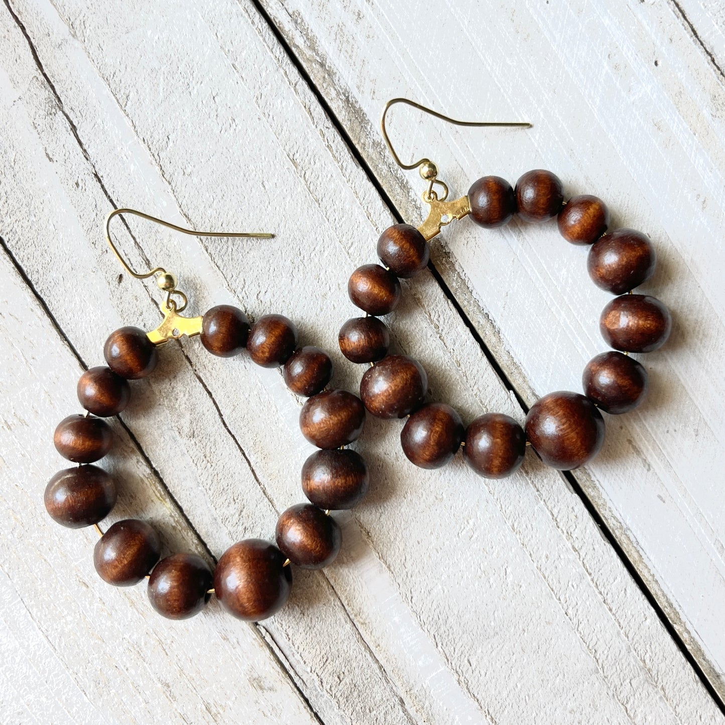 Dark Brown Wood bead hoops