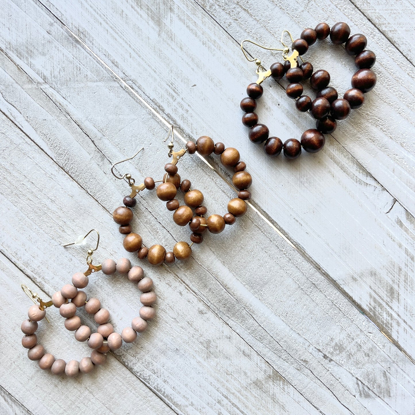 Dark Brown Wood bead hoops