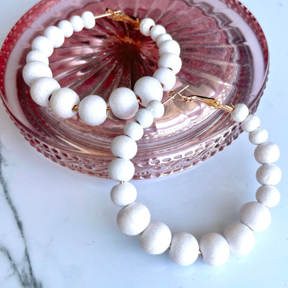 White wash wood bead hoops
