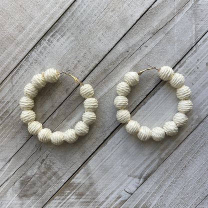 Neutral Rattan Bead Hoops